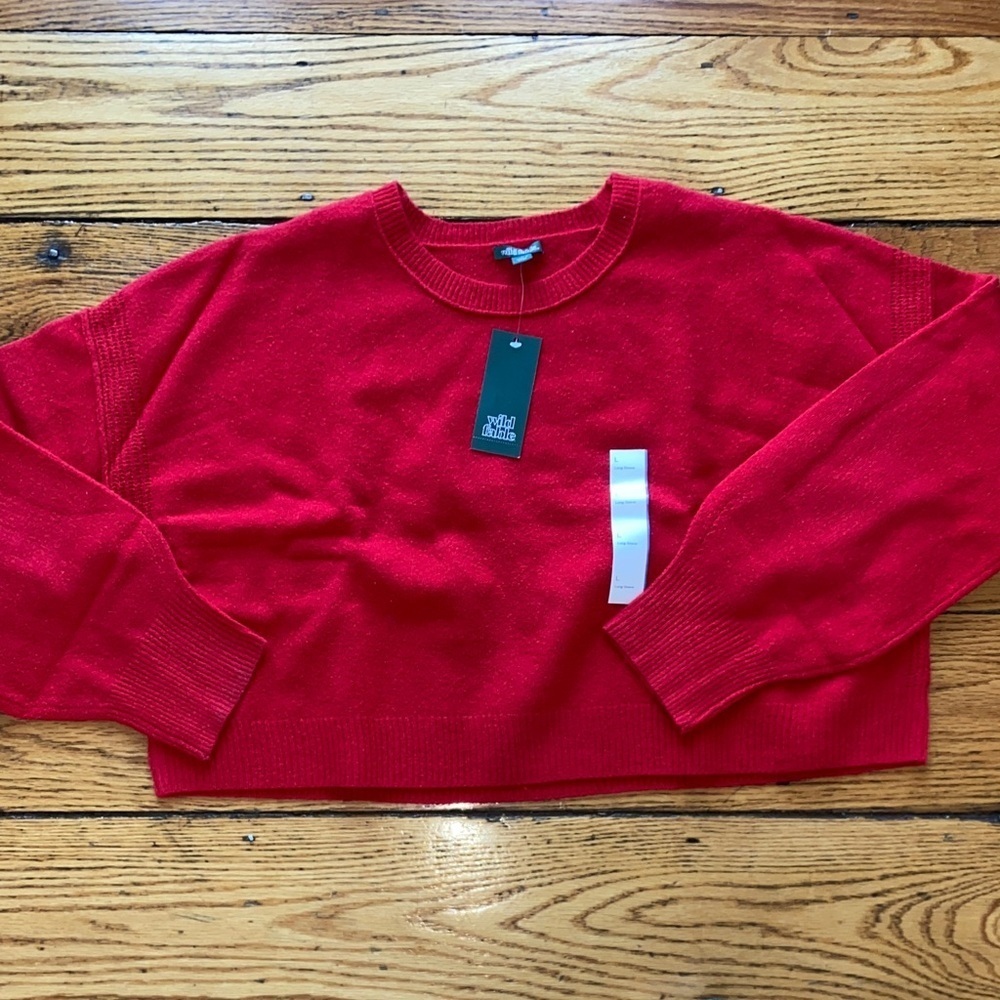 Wild Fable Vibrant Red Crew Neck Crop Sweater